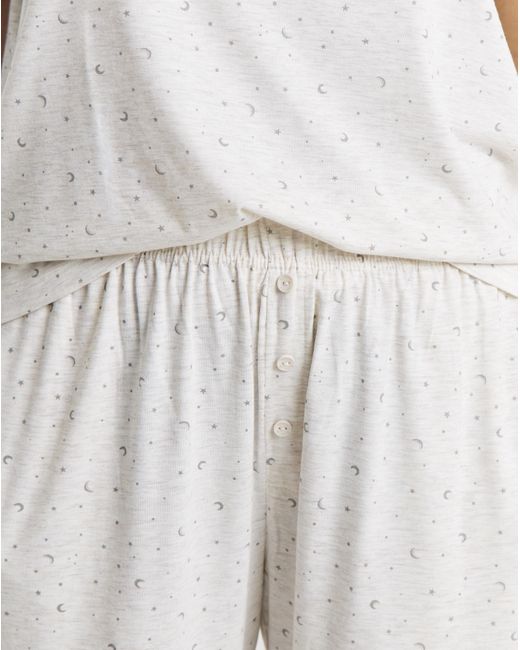 Pretty Secrets White Pretty Lounge Fold Top Culotte Set