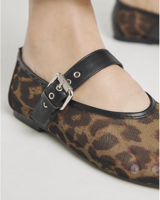 Simply Be Black Net Mesh Mary Jane Ballerina Wide