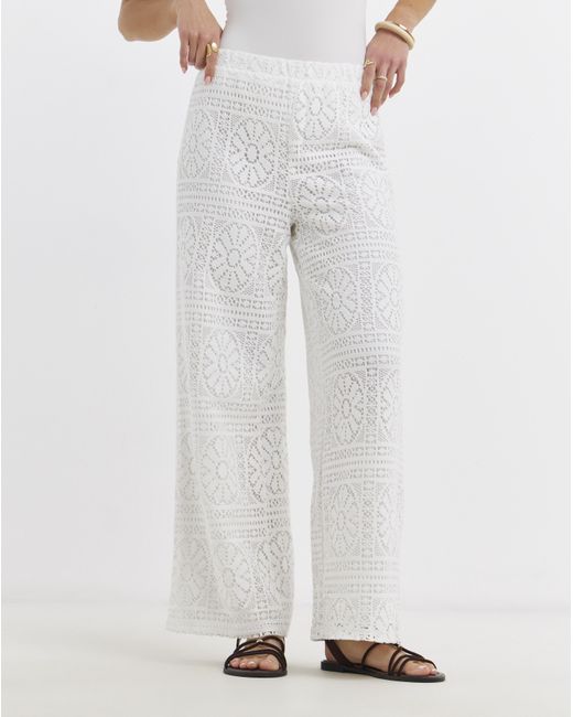 Pieces White Bonnie High Waist Jersey Trousers