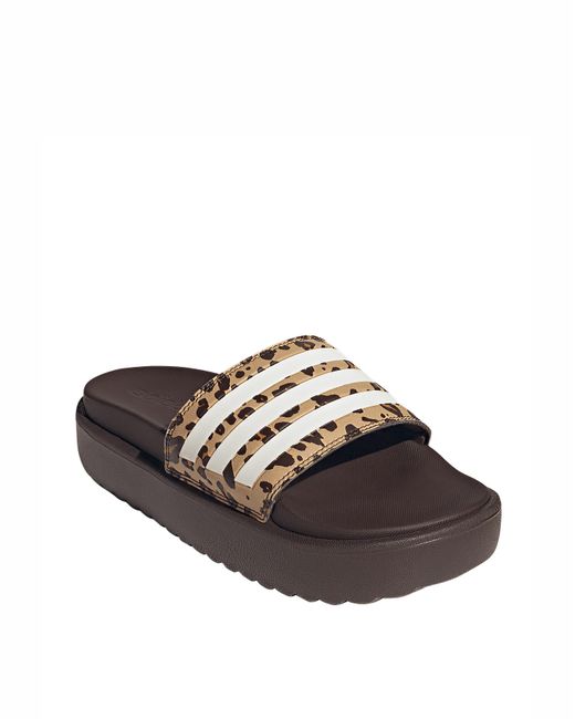 Adidas Brown Adilette Platform Slides