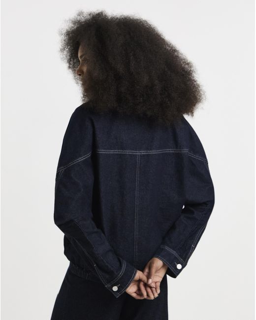 Simply Be Blue Funnel Neck Denim Jacket