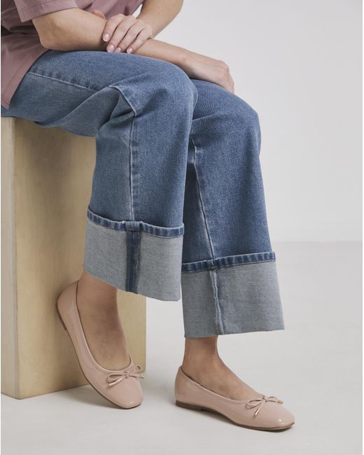 Simply Be Blue Square Ballerina Shoe Ex Wide