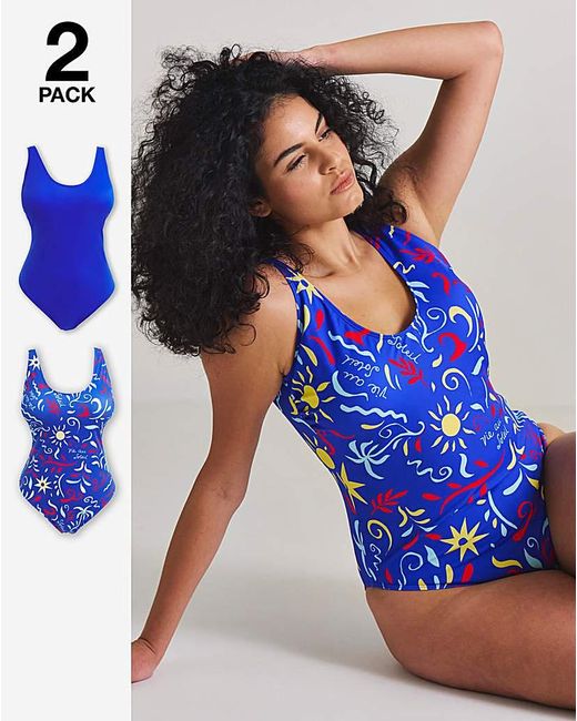 Simply Be Blue 2 Pack Value Swimsuits