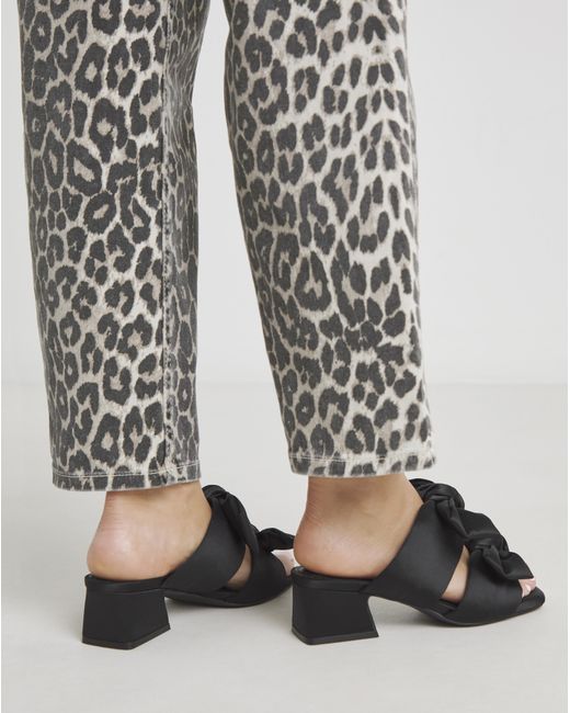 Simply Be Black Double Bow Low Heel Mules Wide
