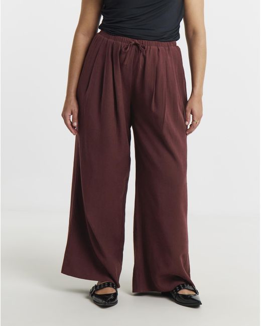 Simply Be Red Pleat Front Palazzo Trouser