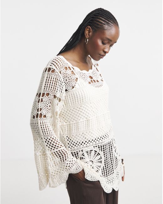 Simply Be White Crochet Smock Tunic