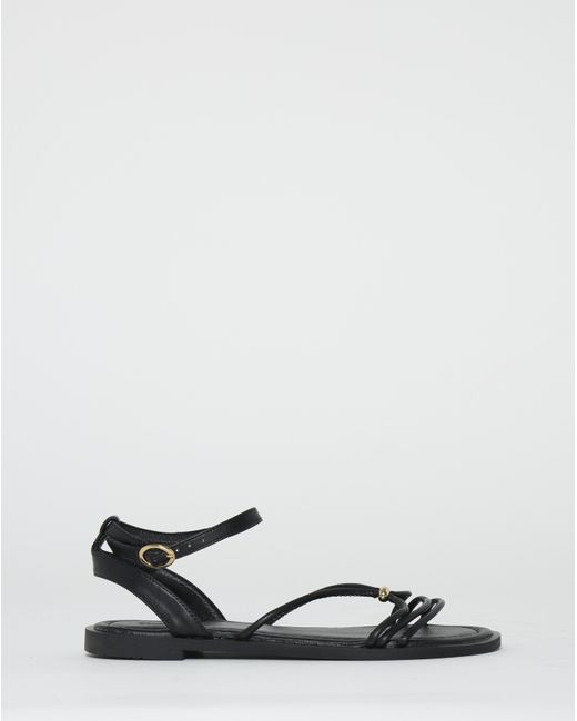 Simply Be Black Hardware Detail Flat Sandals Extra Wide