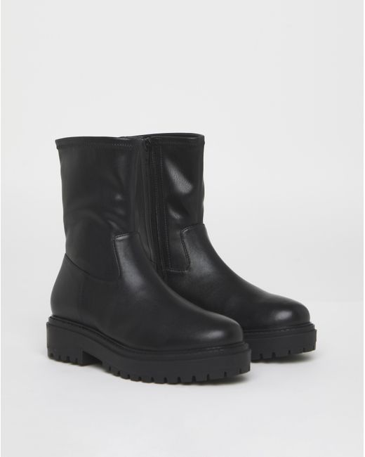 Simply Be Black Chunky Ankle Boot Extra Wide