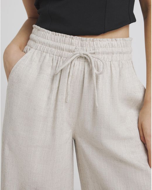 Simply Be White Linen Wide Leg Trousers