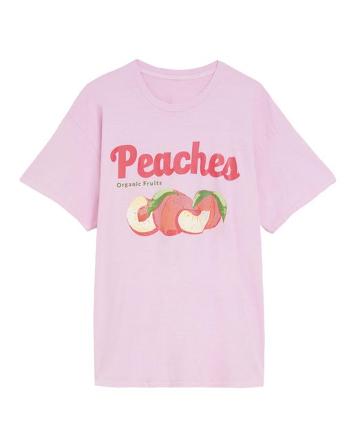 Simply Be Pink Peaches Slogan T-Shirt