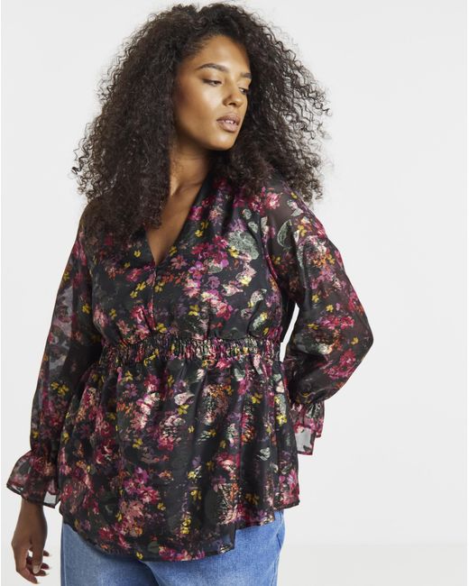 Simply Be Multicolor Foil Print V Neck Blouse