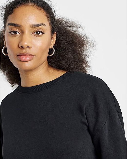 Simply Be Black Side Split Sweatshirt Tunic