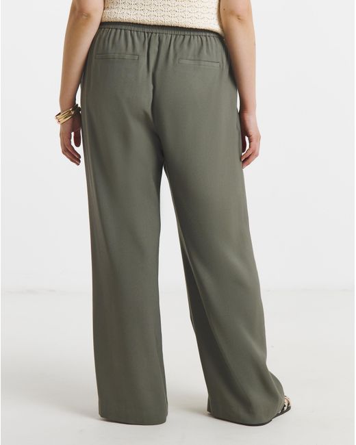 Simply Be Red Twill Drawstring Wide Leg Trousers