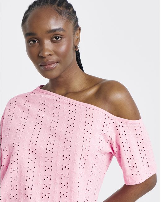 Simply Be Pink Off Shoulder Broderie