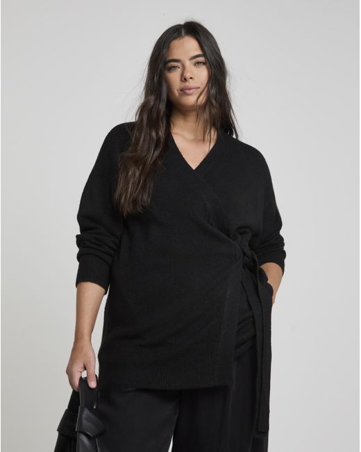 Simply Be Black Ballet Wrap Longline Cardigan