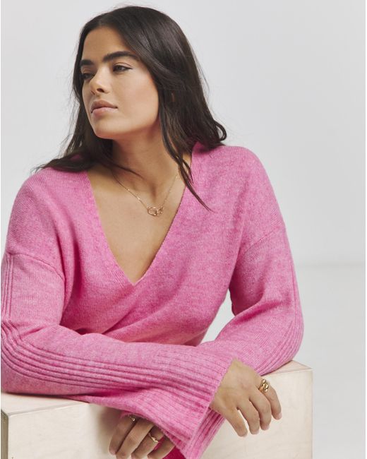 Simply Be Pink Slouchy V Neck Longline Jumper