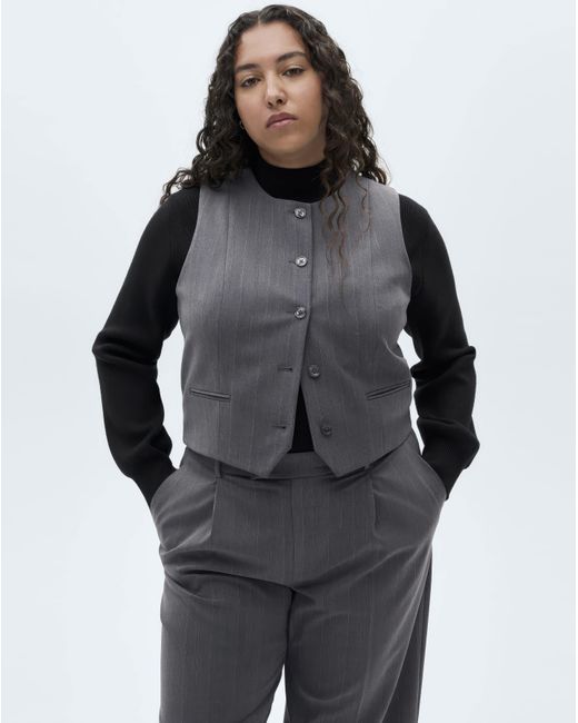 Mango Blue Tauro Pinstripe Vest