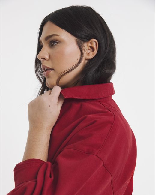 Simply Be Red Button Utility Jacket