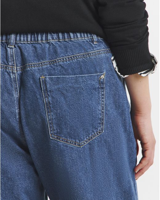 Simply Be Blue Sbe Pleat Detail Wide Leg Jeans