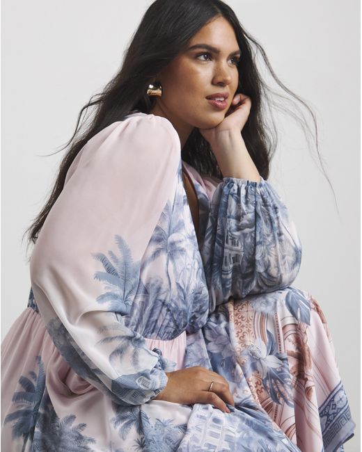 Joanna Hope White Printed Volume Maxi Dress