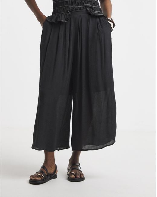 Simply Be White Pleat Extreme Wide Leg Culotte