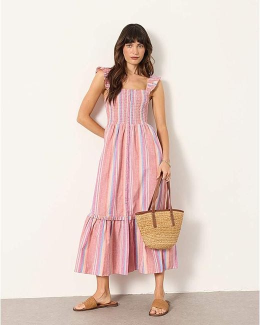 FatFace Pink Eva Stripe Midi Dress