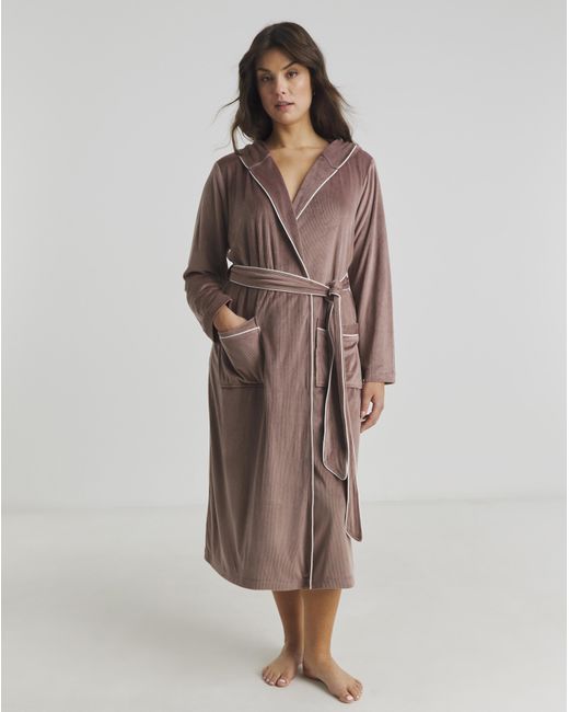 Pretty Secrets Brown Velour Ribbed Maxi Gown