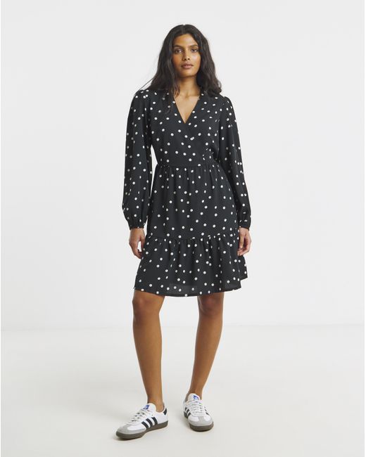 Simply Be Blue Spot Print Wrap Smock Dress