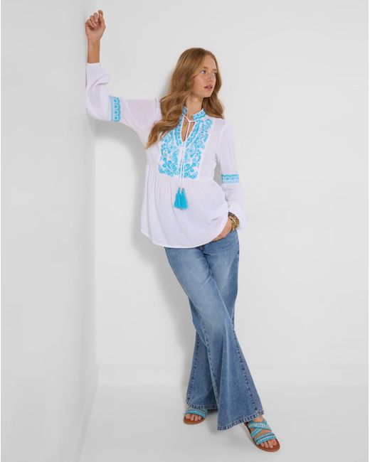 Joe Browns White Favourite Embroidered Tunic Top