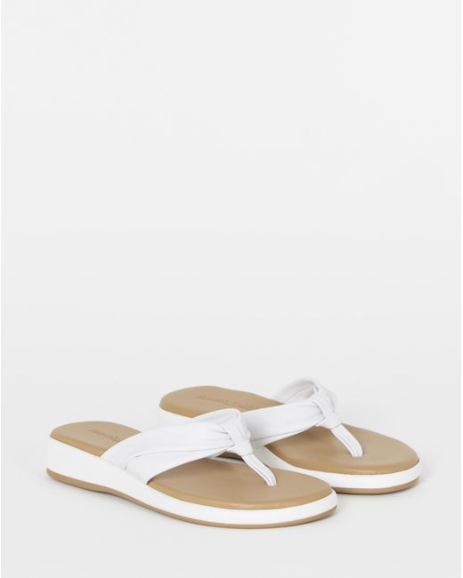 Heavenly Soles Black Toe Post Low Wedge Sandal Wide