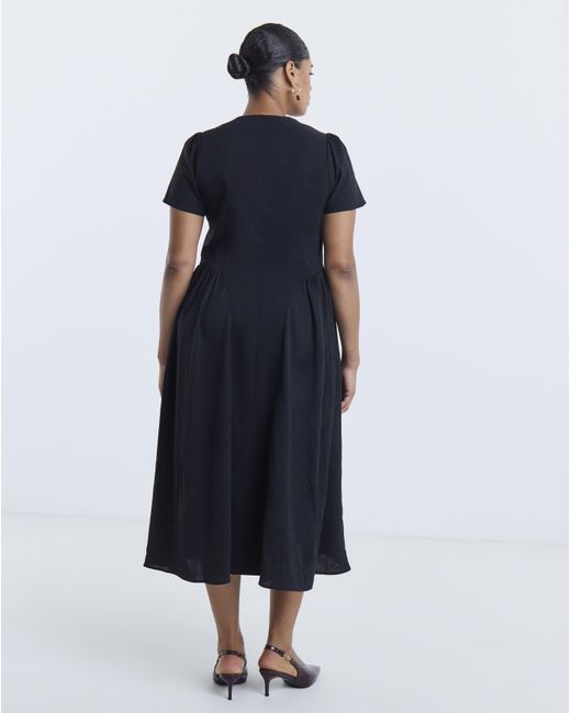 Simply Be Blue Bengaline Waist Detail Midi Dress