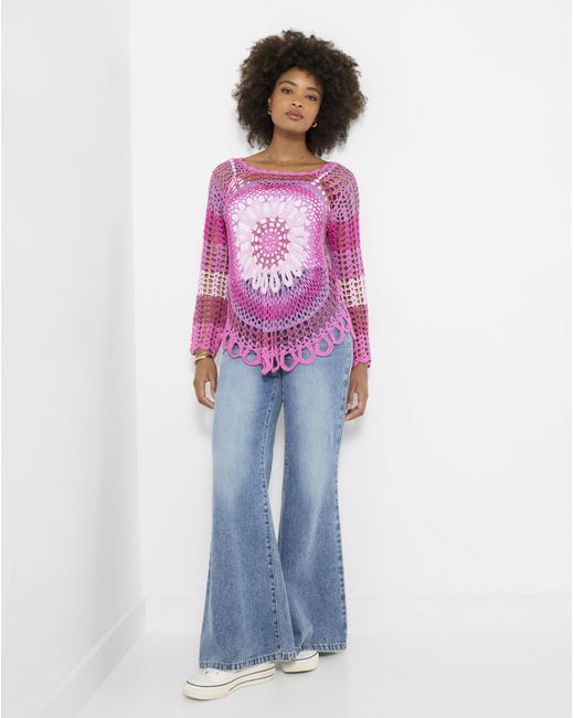 Joe Browns Purple Crochet Jumper