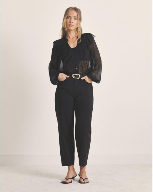 Simply Be Black Sheer Tuxedo Detail Blouse