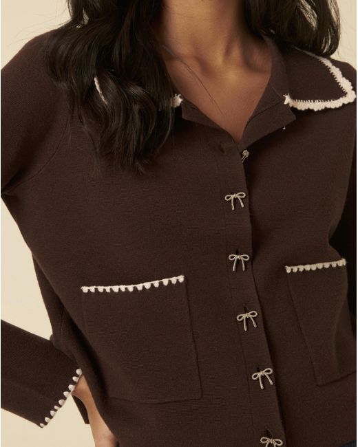 Nobody's Child Brown Crochet Knitted Jacket