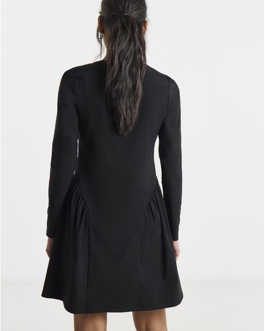 Simply Be Black Bengaline Waist Detail Skater Dress