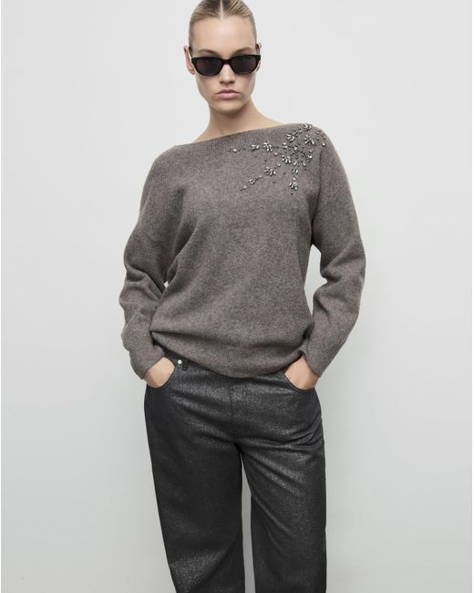 Mango Gray Bardot Jumper