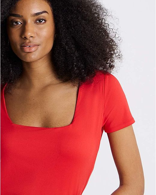 Simply Be Red 2 Pack Soft Touch Square Neck Tops