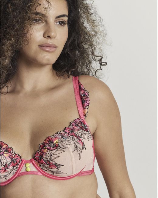 Figleaves Brown Olivia Embroidered Balcony Bra