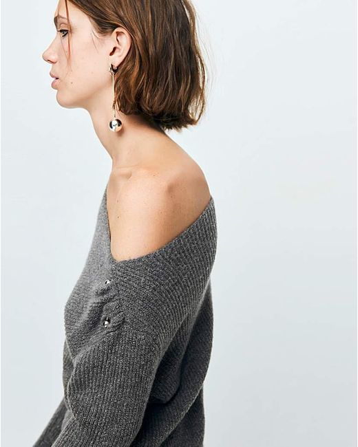 Mango Gray Bardot Jumper