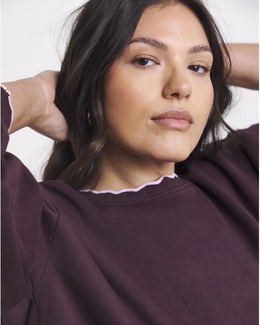 Simply Be Purple Scallop Trim Sweatshirt