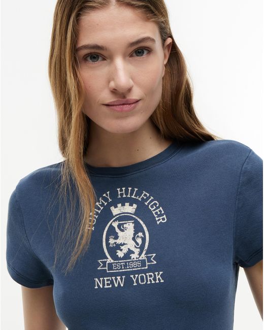 Tommy Hilfiger Blue Garment Dye Crest Tee