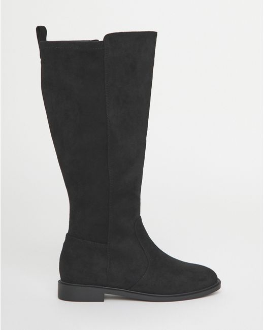 Simply Be Black Stretch Panel Knee High Boots Ex Wide C