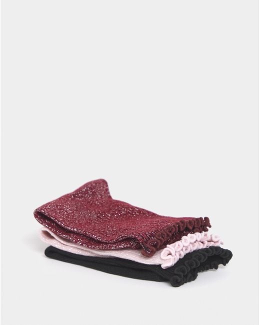 Pretty Secrets Purple 3Pk Glitter Ankle Socks