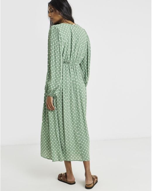 Simply Be Green Printed Waist Detail Midi Dress