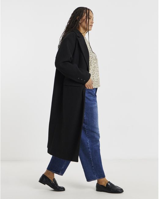 Simply Be Blue Midaxi Faux Wool Coat
