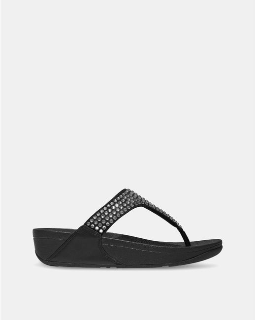 Fitflop Black Fit Flop Lulu Crystal Toe-Post Sandals