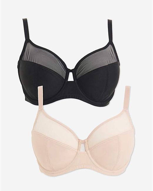 Pretty Secrets White 2 Pack Mesh Minimiser Wired Bras