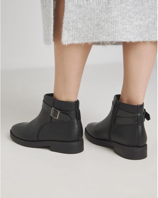 JD Williams Black Buckle Detail Ankle Boot Wide Fit