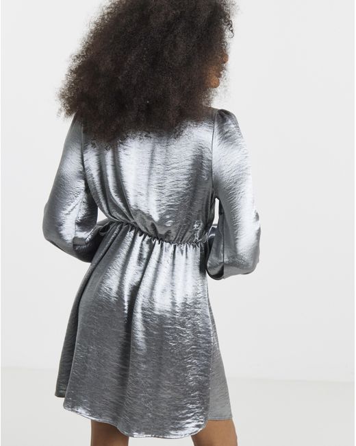 Simply Be Blue Satin Tie Front Dress