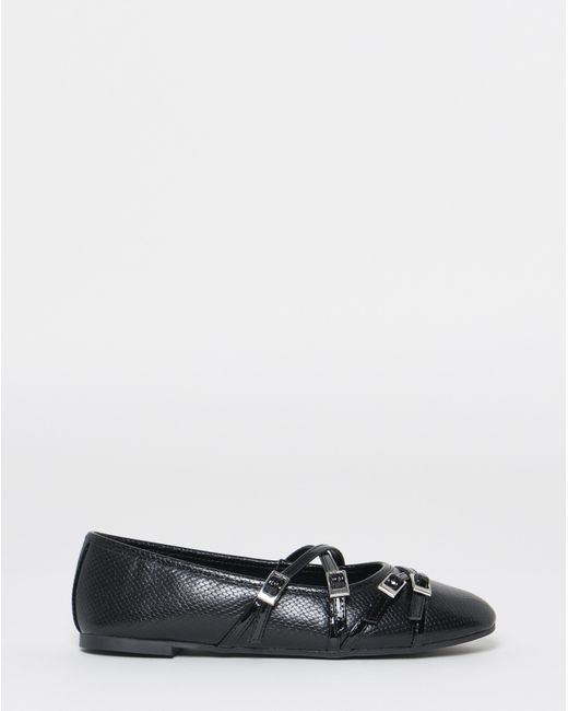 Simply Be Gray Multi Buckle Ballerinas Wide Fit